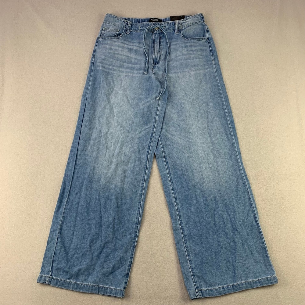 d.jeans New York Wide Leg Jeans Women 10 Light Wash Drawstring Cotton NWT